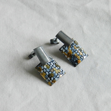 Rectangle and Square Stud Drops - Blue and Gold