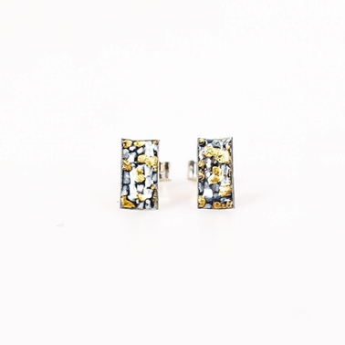 Blue and Gold Mini Rectangle Curved Studs