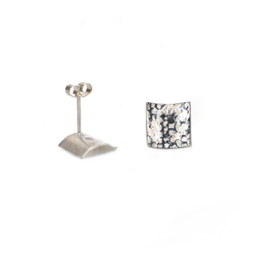 Blue and Silver Square Curved Studs