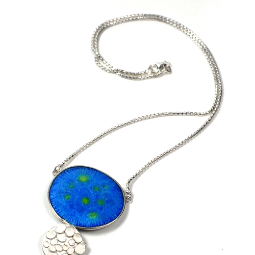 Bloom blue enamel necklace 2