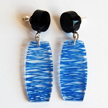 blue wired earrings