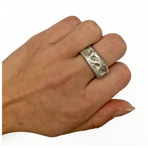 Chunky hammered silver band