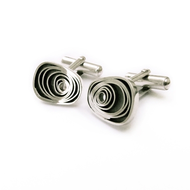 Spiral Lozenge Cufflinks, oxidised silver