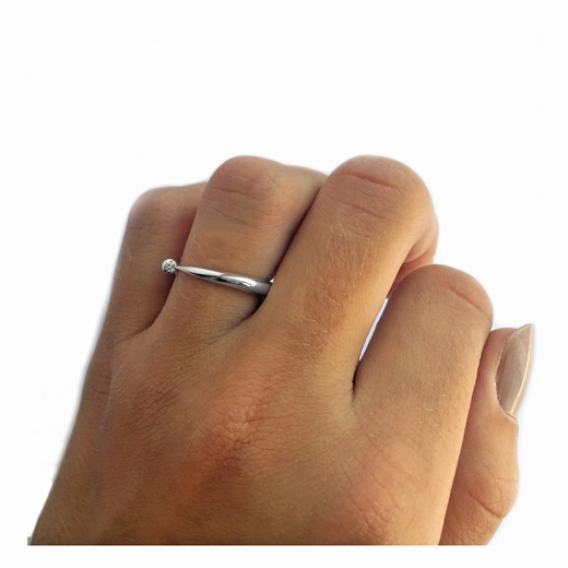 Narrow tapering silver diamond ring
