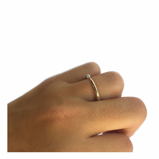 Narrow Tapering 18ct Diamond Ring on Finger