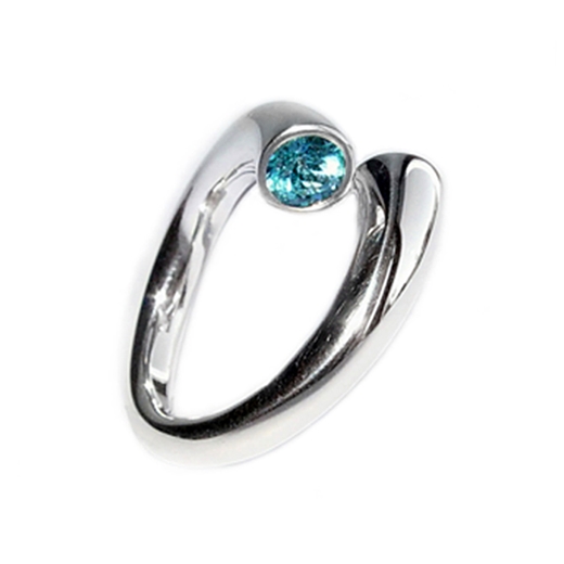 Double Taper Silver Ring with Blue Topaz