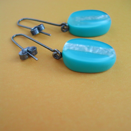 turquoise oval drop earrings detail