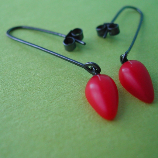 red petal drop earrings