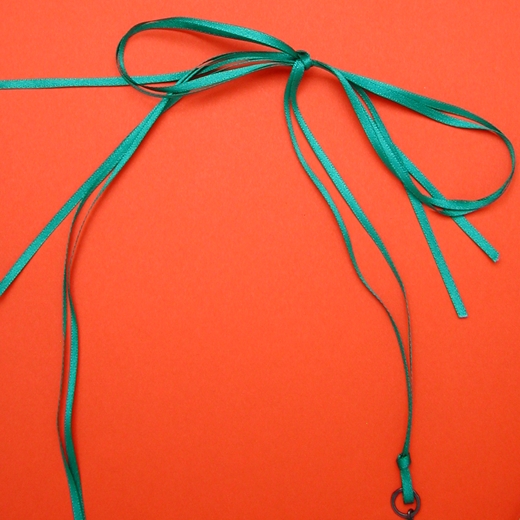 turquoise and green resin and ribbon necklace detail 2