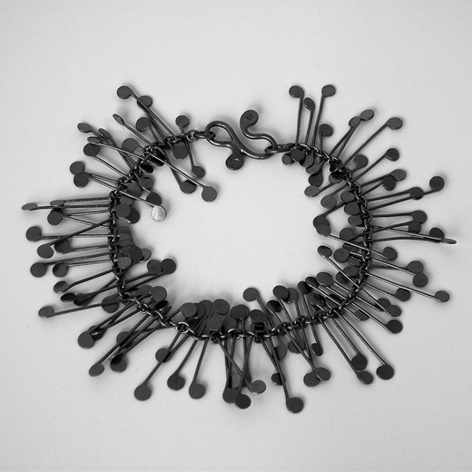 Chaos wire bracelet, oxidised by Fiona DeMarco