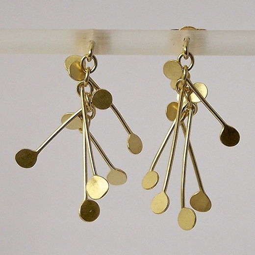 Chaos wire stud earrings, gold satin by Fiona DeMarco