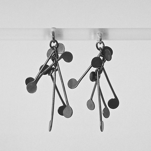 Chaos wire stud earrings, oxidised by Fiona DeMarco