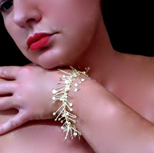 Chaos wire bracelet, gold satin by Fiona DeMarco
