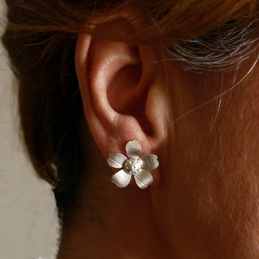 Cherry blossom earring worn