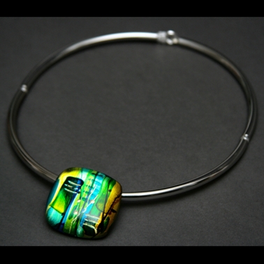 Square Pebble Torque Choker in Green Turquoise