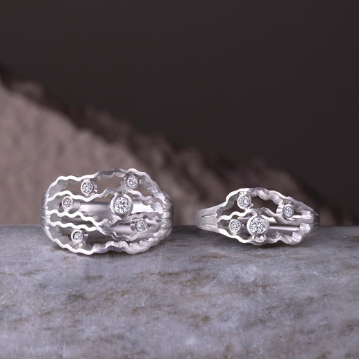 Strata Ring - Silver and Diamonds by Clara Breen