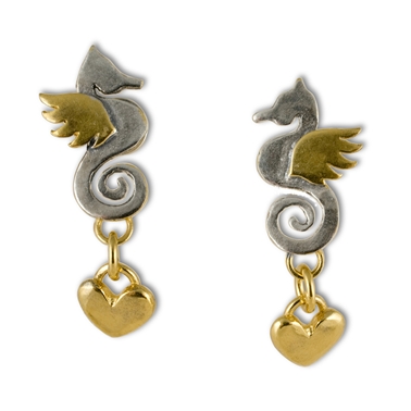 Seahorse & Heart Drop Earrings