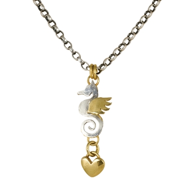 Seahorse & Heart Drop Necklace