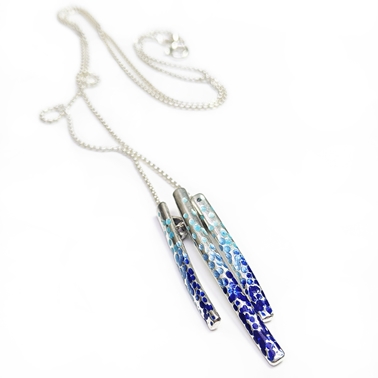 Confetti blue 3 strand necklace