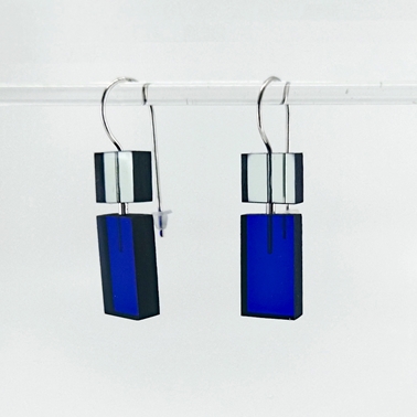 aqua and blue construction 1 earrings short front