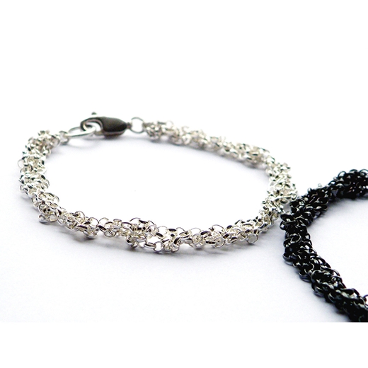 Silver & Oxi Crochet Chain Bracelet
