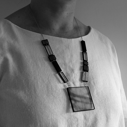 cubist necklace on model