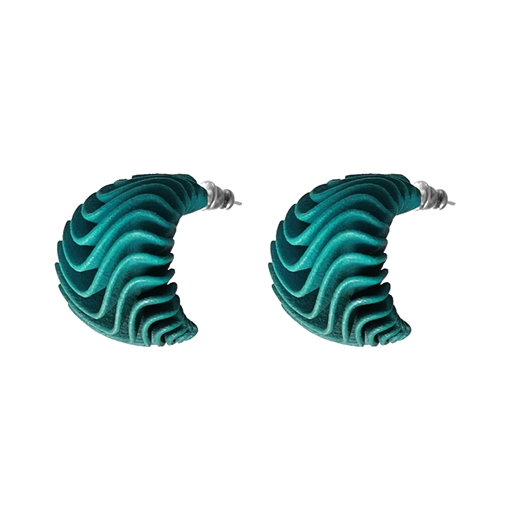 Curved Harmonic Earrings Green Pespective