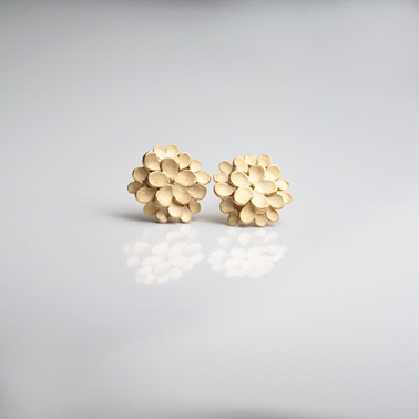 Dahlia Stud Earrings Gold Plated