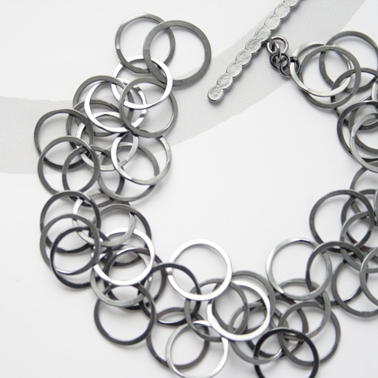3 loop bracelet, oxidised silver