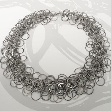Oxidised silver multi-loop necklace, medium loop