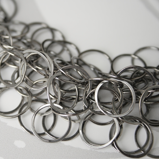 Oxidised silver multi-loop necklace, medium loop detail