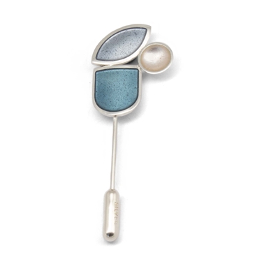 Deco Lapel Pin - Ice, Grey and Pearl