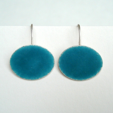 Deep Turquoise oval earring