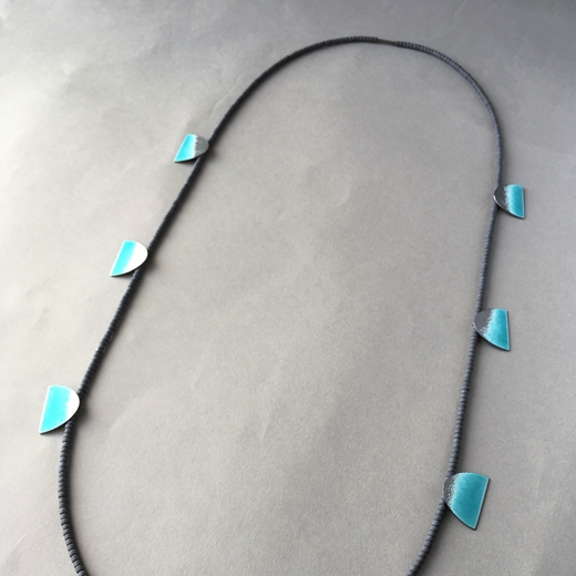 Deep turquoise eight half ovals necklace