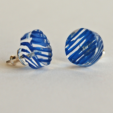 blue disc stud earrings