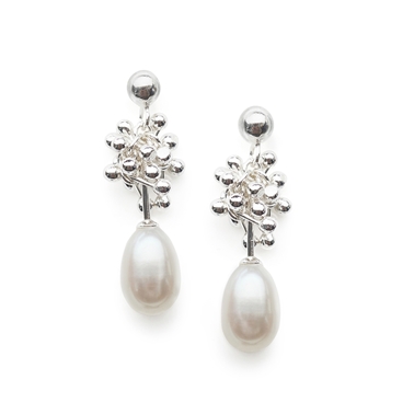 Silver Pearl Droplet Earrings