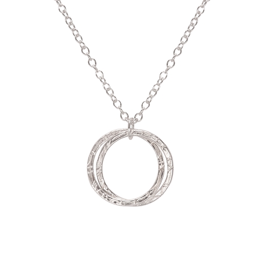 Polished Silver Double Hoop Cluster Necklace