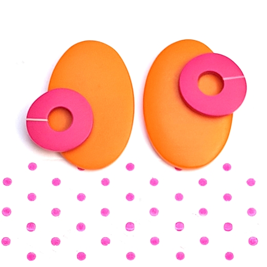 Double layer orange oval resin earrings