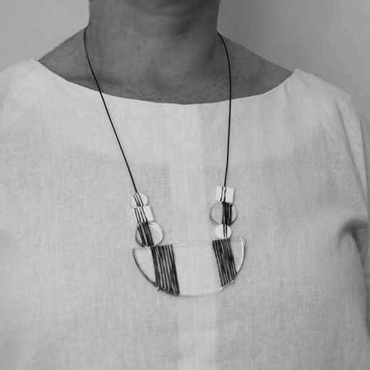 double lines necklace on model