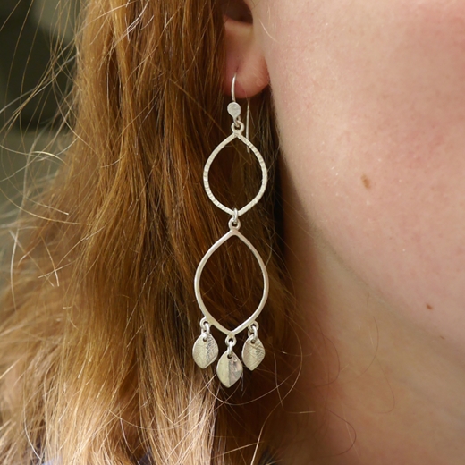 Double sorrel drop earring worn