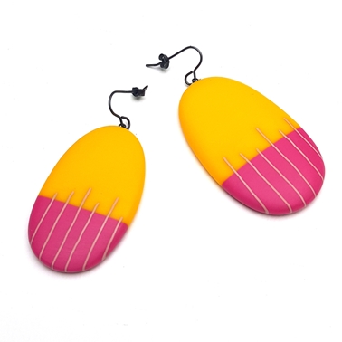 Yellow oval drop earrings