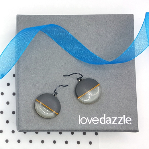 round resin stripe earrings gift wrapped