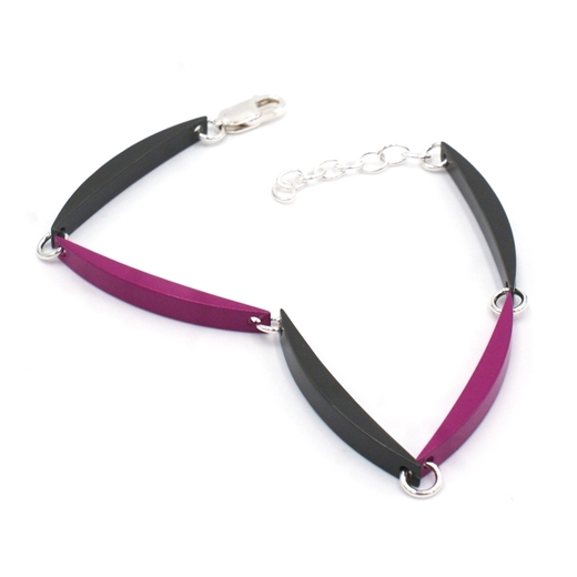 Magenta & Grey Luna Link Bracelet