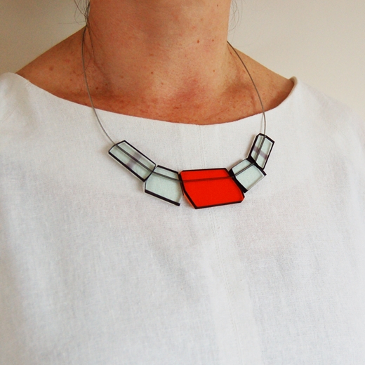 shard necklace in aqua and orange 03
