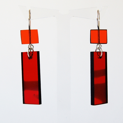 3 construction earrings orange and red
