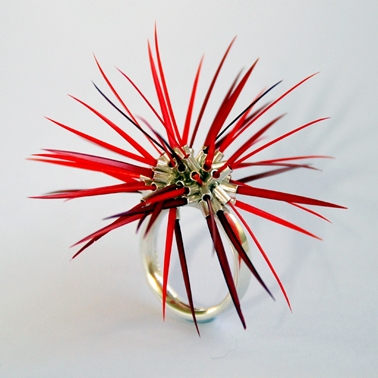 Sea Urchin Ring in Mixed Reds