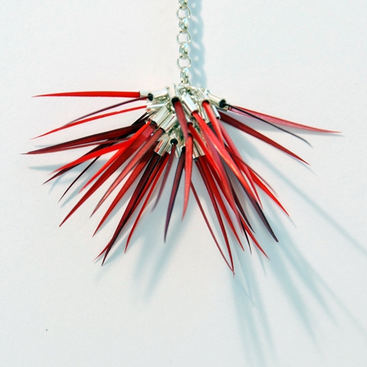 Mixed Reds Single Pom Pom Necklace-Detail