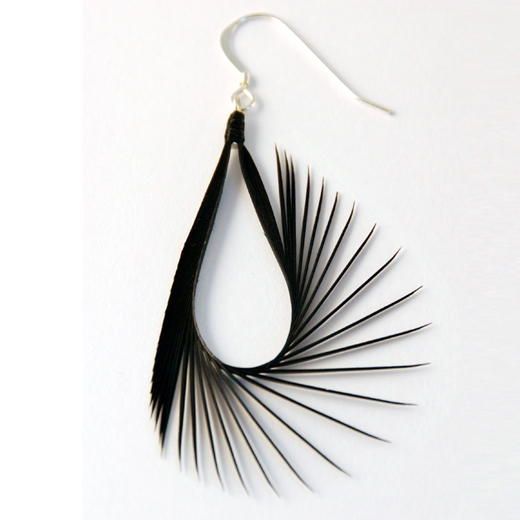 Black Spiky Drop Earrings-Detail