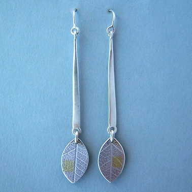 leaf on forged drop earring