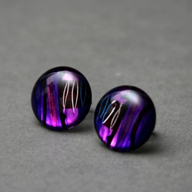 Button Stud Earrings in Purple